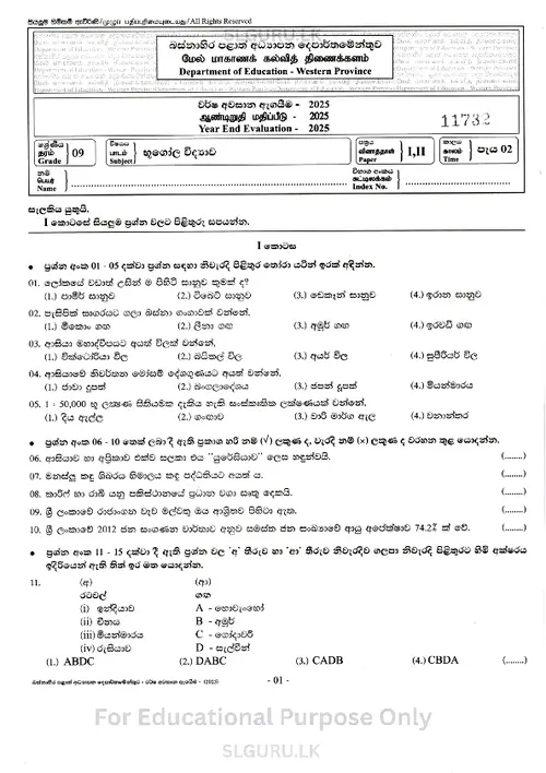 Grade 9 Geography Third Term 2025 Western Province thumbnail